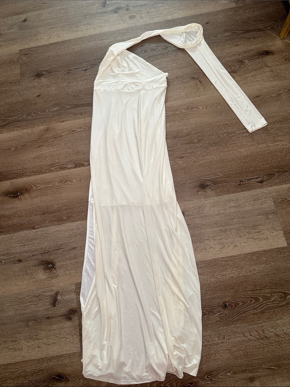 Sexy White One-Shoulder Maxi Dress Open Back